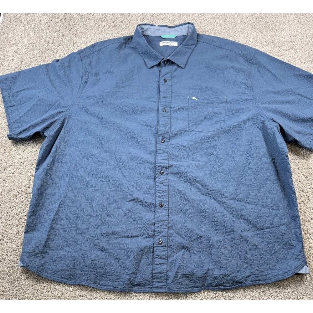 Tommy Bahama Nova Wave Mens Seersucker Shirt Blue Button Short Sleeve Big 4XLB - Picture 2 of 8
